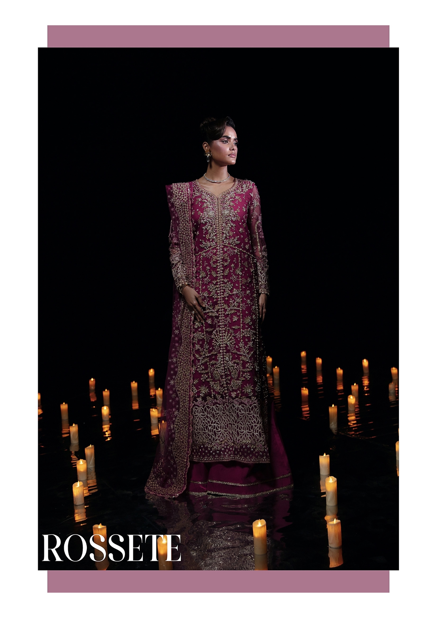 Florent Pakistan Rossette Net 3-Piece Unstitched Suit